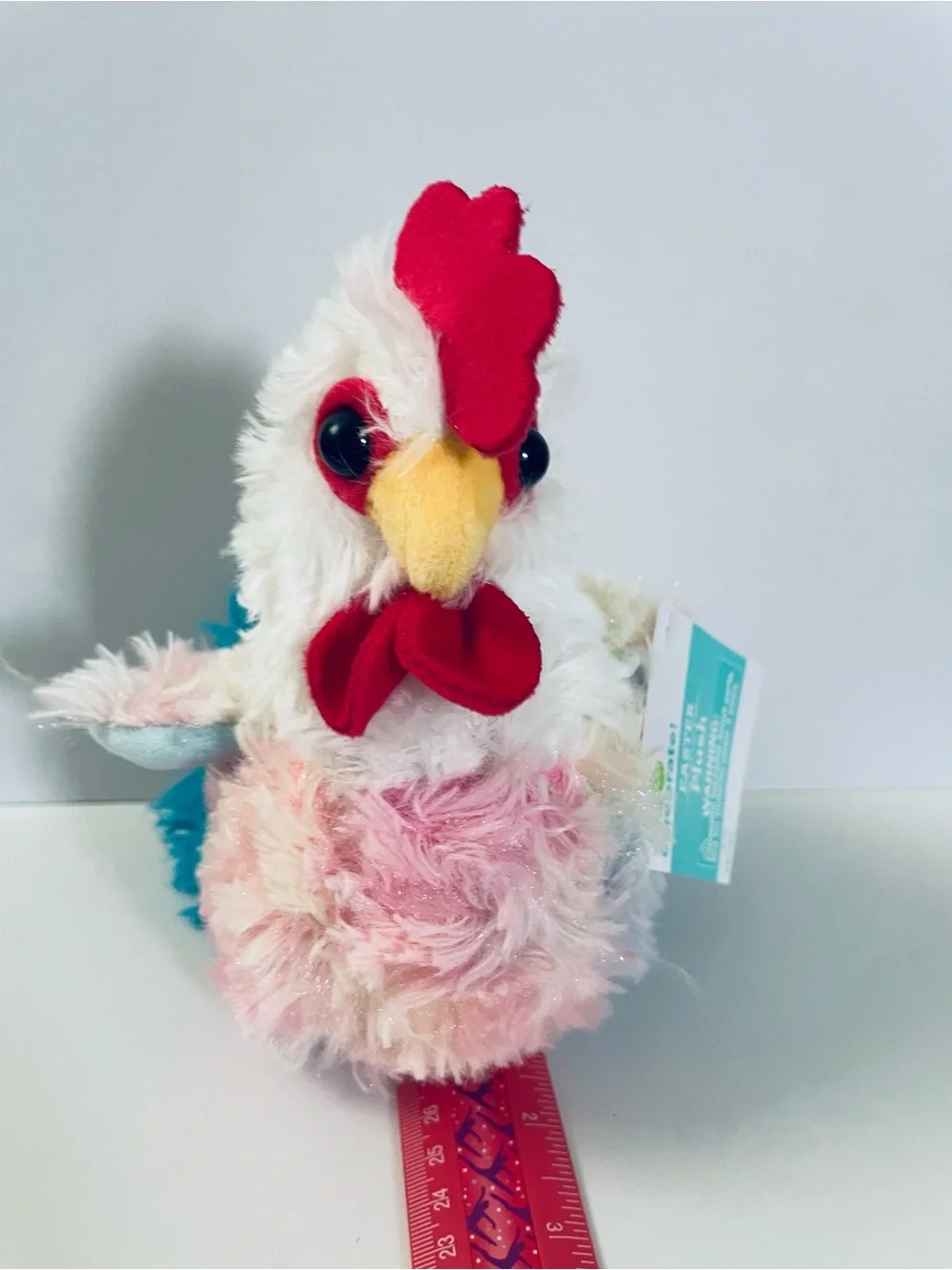 Shaggy the rooster Plush- White with Blue Tail